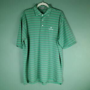 Peter Millar Summer Comfort Men's Green Striped Short Sleeve Polo Size XL